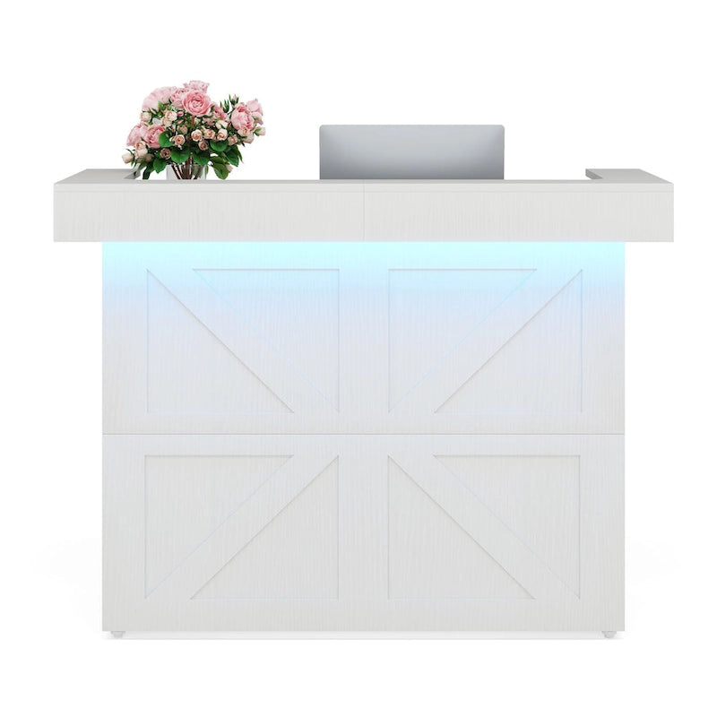 Bureau d'accueil avec lumière, bureau d'accueil moderne avec 2 œillets